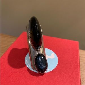 Onyx and Kyanite Ring 
Set in sterling silver.